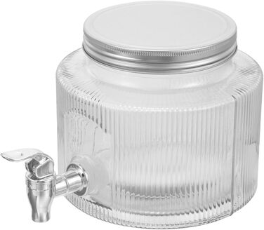 Glass Jug with Tap Dispenser System, Hydro Water Jug with Faucet, Juice Syrup Insulated Water Bottles Filter Tap Glass Jug, Water Container with Faucet, White