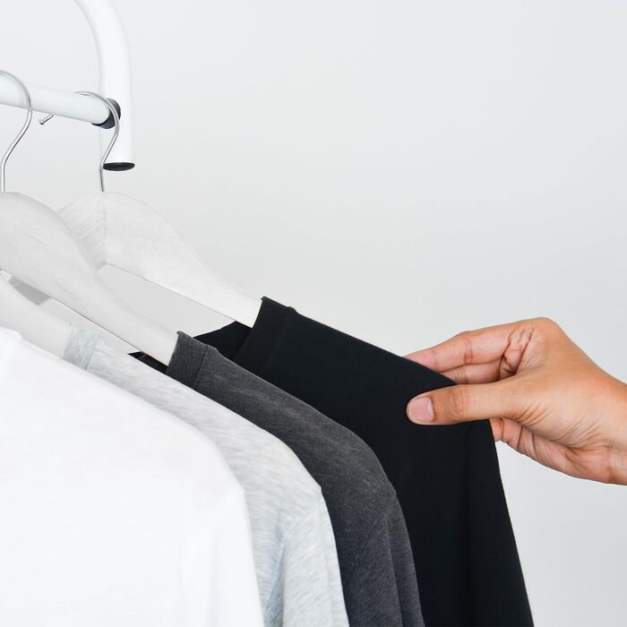Плечики для одягу KEPLIN Starker з натурального дерева (30 шт.) з обертовим гачком 360° та перекладиною для штанів, з вирізами для плечей - Місцеекономний органайзер для гардеробу, підходить для пальто, жакети, костюми (білий, 20 шт.)
