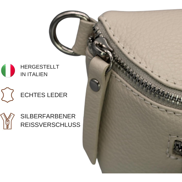 Жіноча сумка Brise Art Lucia з екошкіри, італійського виробництва. Сумка-бананка, кросбоді з регульованим ремінцем, 3 відділення. Чорний/Бежевий колір