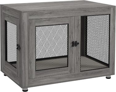 Клітка для собак PawHut з 2 дверцятами, знімний матрац, сучасна сталева будка для собак, 94x60x71,5 см, білий/сірий