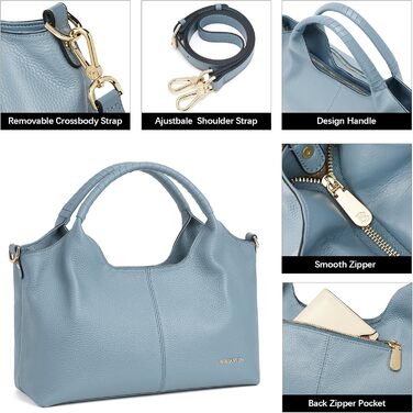 Сумка жіноча BOSTANTEN шкіряна шопер Hobo з ручкою та регульованим ременем, коричнева