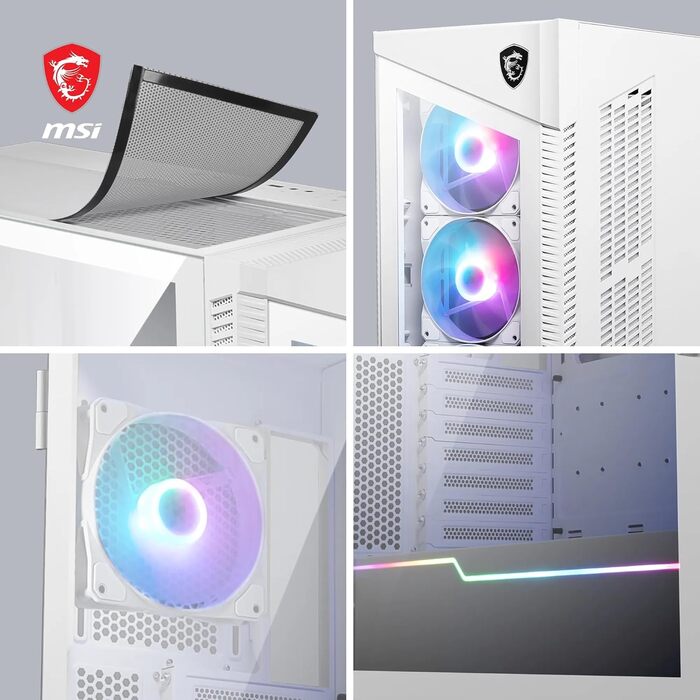Корпус ПК MSI MPG Velox 100R White Mid-Tower для E-ATX, з загартованим склом, Airflow, Mystic Light, 2x 360mm кулер