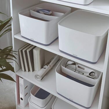Leitz MyBox велика біла пластикова коробка для зберігання з кришкою, непрозора