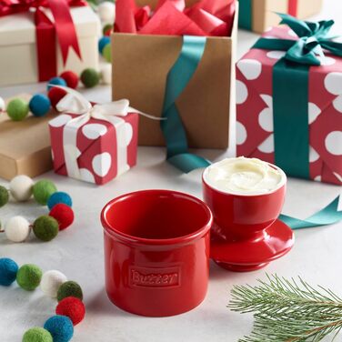 Butter Bell - The Original Butter Bell by L. Tremain, French Ceramic Butter Dish for Spreadable Butter, Maraschino Red, Glossy Surface, Retro Café Collection