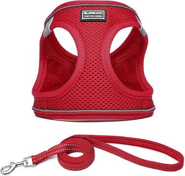 Нашийник для собак з повідком Anti-Pull, світловідбиваючий, для маленьких собак, кошенят, тварин (Червоний, S)