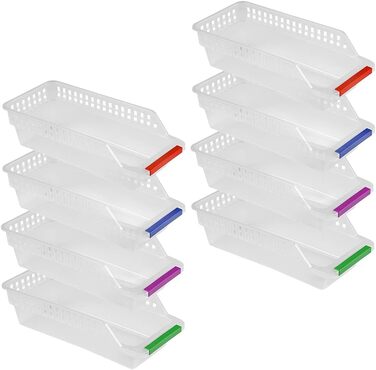 E-Senior Refrigerator Organizer, Refrigerator Drawers, Stackable Refrigerator Organizer for Freezer, Kitchen, Countertops, Cabinets (Random Color) (8 Pieces)