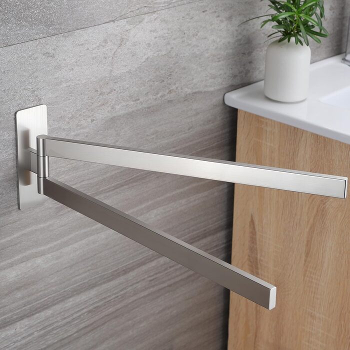 Підвісний тримач для рушників ZUNTO, 2 шт., поворотний 180°, з нержавіючої сталі 304, для ванної та кухні, сріблястий, 40.8 см