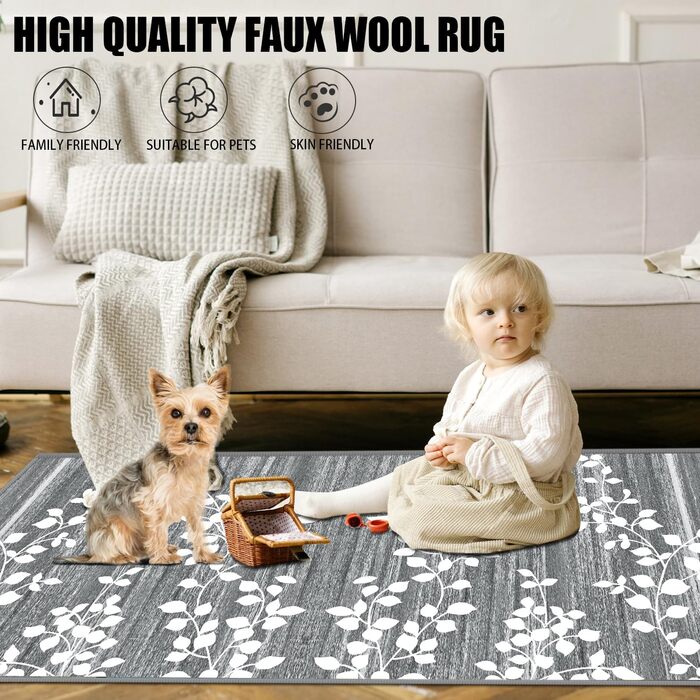 Килимок для підлоги, коридору, кухні - антиковзаючий, миючий, 60x90 см, сірий/блакитний