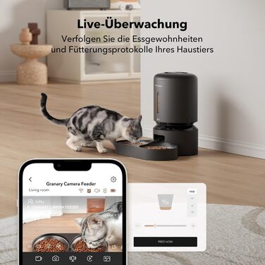Автоматичний годівниця для котів PETLIBRO 5L з 2 мисками, 1080P камерою, WiFi, нічним баченням та сповіщеннями