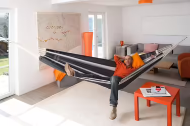 AMAZONAS XXL Comfort Hammock Paradiso, hand-crafted in Brazil, 250cm x 175cm, up to 200kg, in Lava color (Silver, Brazilian Paradiso)