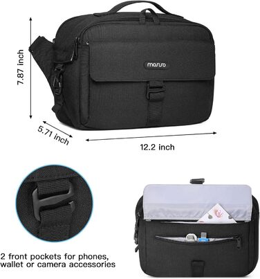 Сумка на плічо MOSISO для камери: DSLR, SLR, беззеркальна, з підкладкою та захистом від дощу. Сумісна з Canon, Nikon, Sony. Чорний колір.