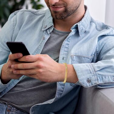 Чоловічий браслет на руку з нержавіючої сталі: подарунок на День батька, День святого Валентина, на день народження. Срібло, золото, ювелірний аксесуар для чоловіків (19 см, Garu)