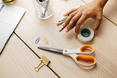 Універсальні ножиці Fiskars Antihaft з антипригарним покриттям, 21 см, титанове напилення, нержавіюча сталь, біло-помаранчеві, 1004721