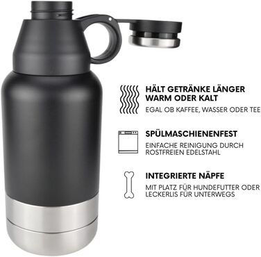 Водяна пляшка для собак TravelBuddy 3-в-1 з мискою та сумкою для перенесення - витоки неможливі, портативна | Поїлка для цуценят та домашніх тварин | Водяні пляшки для собак для подорожей та прогулянок