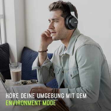 Shure Aonic 40: Бездротові навушники з активним шумозаглушенням, Bluetooth, мікрофон, 25 годин роботи, сумісність з iPhone та Android, білий (чорний)