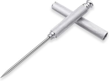 Aluminum alloy ice pick, stainless steel handle, knife with safety cover, ice tool, kitchen tool for restaurant, bar, home (silver)