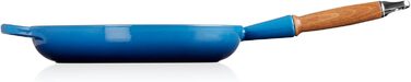 Сковорода Le Creuset Signature чавунна з дерев'яним ручками (Azure, 28 см)