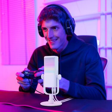 TONOR TCX3 Мікрофон для геймінгу з RGB підсвічуванням, конденсаторний, з регулюванням гучності та моніторингом, 30 годин роботи від акумулятора, сумісний з Xbox, Capture картами, для стрімінгу та подкастингу