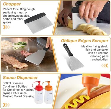 Набір гриль-посуду ZycBernoi: 19 аксесуарів для гриля, плакси посуд з металу, прес для бургерів, дзвоник для плавлення, сумка для транспортування. Ідеально для гриля та BBQ.