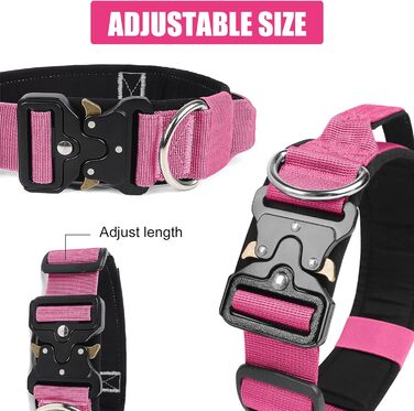 Тактичне обіднє ошейник для собак Ledeak з ручкою, регульований, широке обіднє ошейник з м'якою підкладкою, надійний карабін, для дресирування собак (фіолетовий, рожевий, XL)