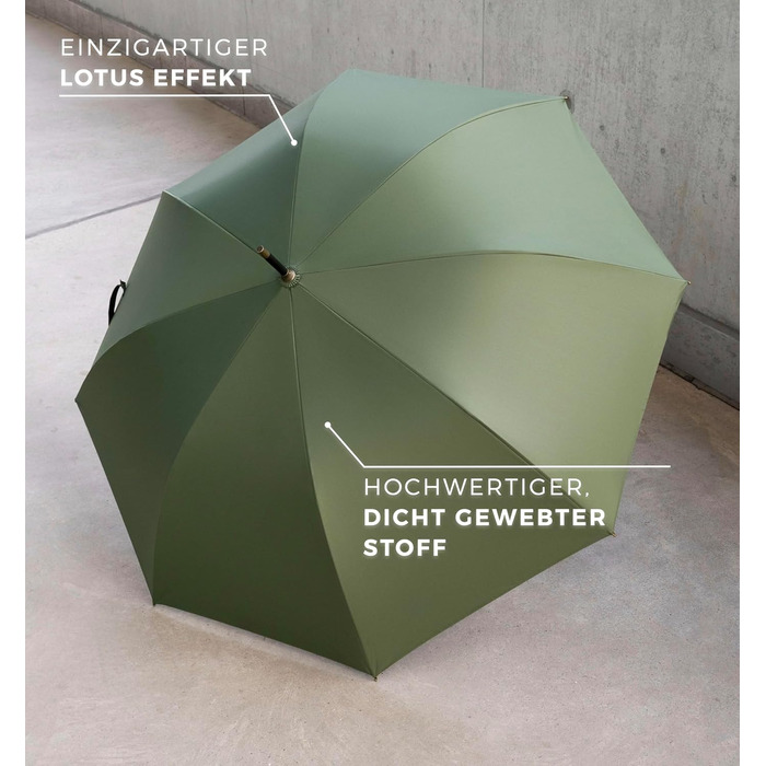 Sapor Design Umbrella Stick Umbrella Stormproof Auto-Open Windproof | XXL Large & Stable for 2 People Ladies & Gentlemen | Golf Umbrella Travel – 123 cm Ø Elegant Green - Classic