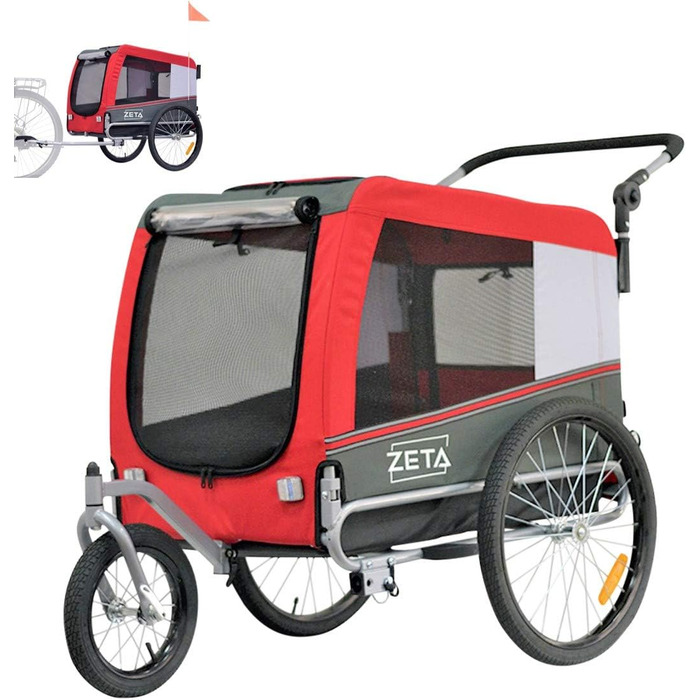 PAPILIOSHOP: Причіп для собак та котів, візок для тварин – 3 розміри, стабільний, комфортний, практичний (червоний)