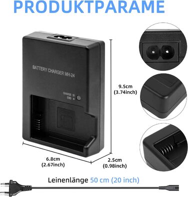 Зарядний пристрій MH-24 для акумуляторів EN-EL14/EN-EL14A (Nikon D3100, D3200, D3300, D3400, D3500, D5100, D5200, D5300, D5500, D5600, P7000, P7100, P7700, P7800, SLR-камери)