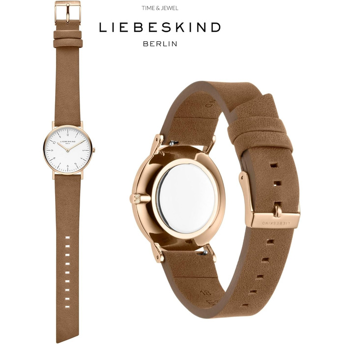 Жіночий аналоговий кварцовий годинник Liebeskind LT-0166-LQ зі шкіряним ремінцем (Рожеве золото / Коричневий циферблат)