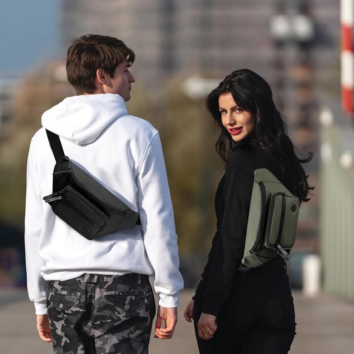 Чоловіча та жіноча бананка, водонепроникна, поясна сумка, стильна бананка з 4 відділеннями на блискавці, для подорожей, піших прогулянок, активного відпочинку (хакі)