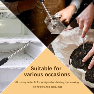 Aluminum Alloy Ice Pick Handle with Stainless Steel Blade and Safety Cover, Ice Tool, Kitchen Tool for Restaurant, Bar, Home (black)