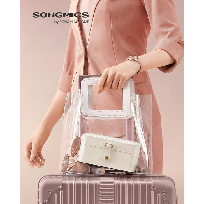 SONGMICS Скринниця для прикрас у подорожі, компактний органайзер для ювелірних виробів, 2 ящики, портативний, кейс для прикрас, для великих аксесуарів, 11 x 16 x 8 см, ідеальний подарунок, кольоровий білий