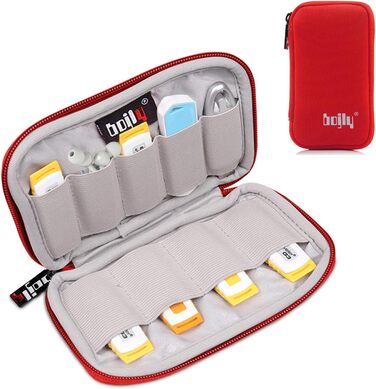 Органайзер для USB-накопичувачів та аксесуарів: водонепроникний чохол, 9 відділень, чорний (великий, червоний)