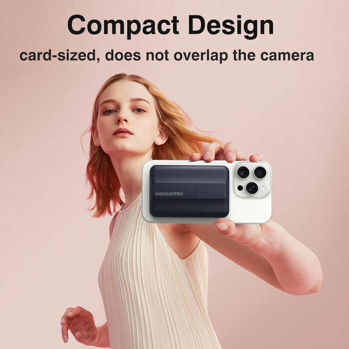 Power Bank AOGUERBE 10000mAh з MagSafe, LED дисплеєм, PD 22.5W, для iPhone 17/16/15/14/13/12 (Чорний)