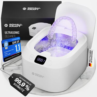 Ультразвукова ванна для чищення 48 кГц з УФ-дезінфекцією | Для ювелірних виробів, зубних кап, брекетів та дрібних предметів | Біла