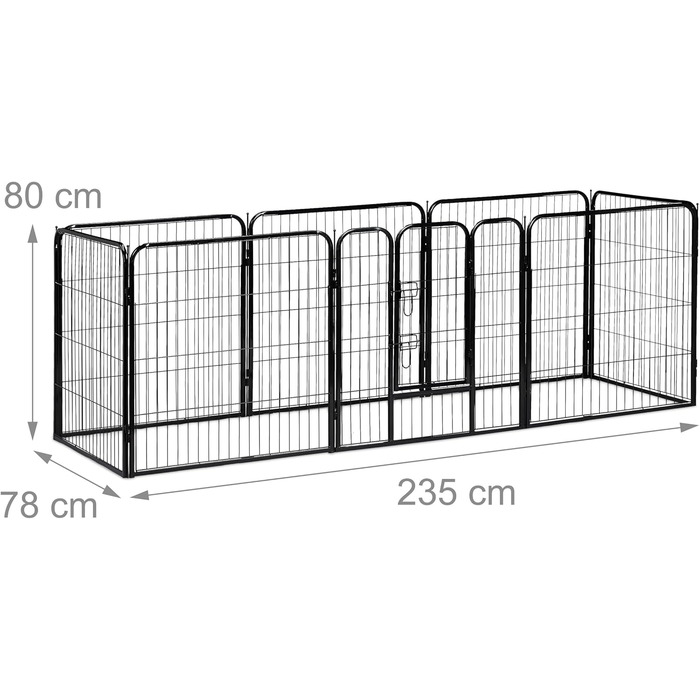 Вольєр для цуценят Relaxdays: простір для маленьких собак, тварин, внутрішній та зовнішній, 100 x 76,5 x 235 см (Чорний)
