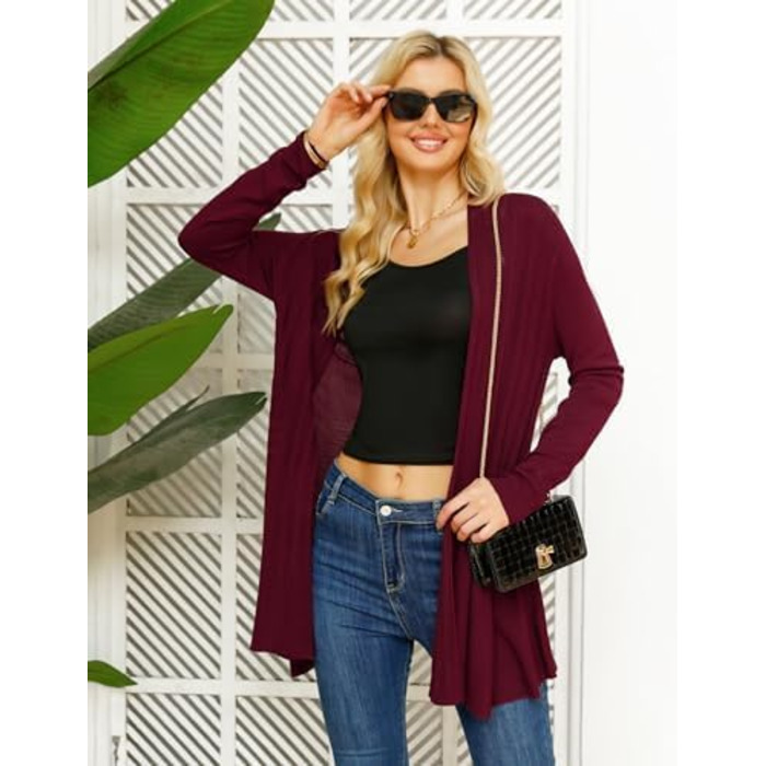 Жіноча кофта-кардиган iClosam з довгим рукавом, легка літня куртка, вільний крій (XXL, A-winerot)