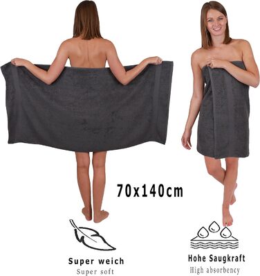 Betz 6-Piece Bath Towel Set, Shower Towel, Palermo Size 70x140 cm, 100% Cotton, Color Anthracite