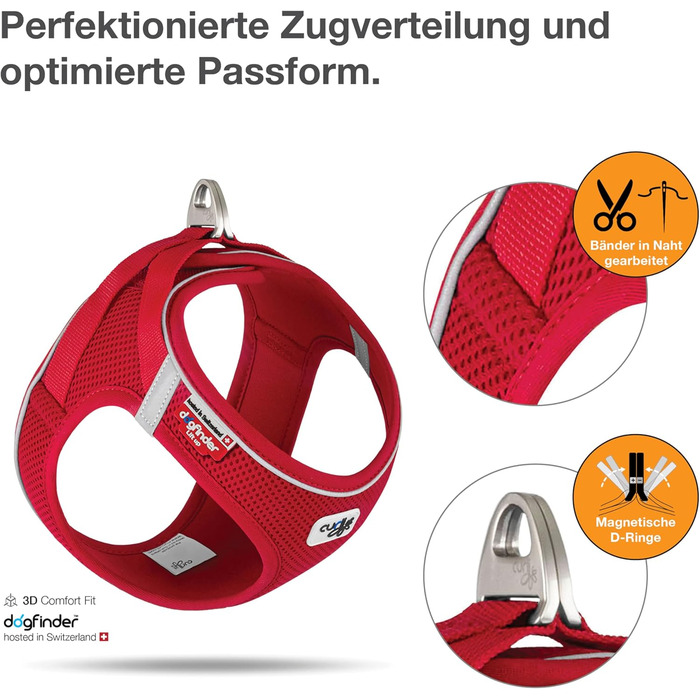 Шлейка для собак Curli Clasp Air-Mesh (Червоний, XS, в смужку)