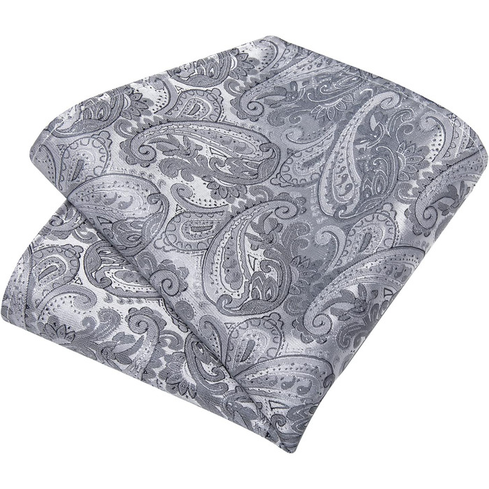 Набір краваток DiBanGu чоловічий: шовковий, з Paisley візерунком, краватка-метелик, затискач для краватки, запонки, для весілля та бізнесу, сірий