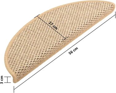 Килимок на сходи ZEYUAN з сизалю, 15 шт., 56x20 см, світло-бежевий. Антиковзка підкладка для сходів