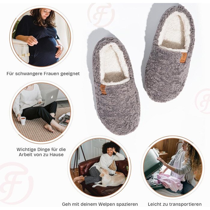 Жіночі теплі халапи EverFoams з штучної вовни та Memory Foam, замкнуті, сірі (39.5 EU)