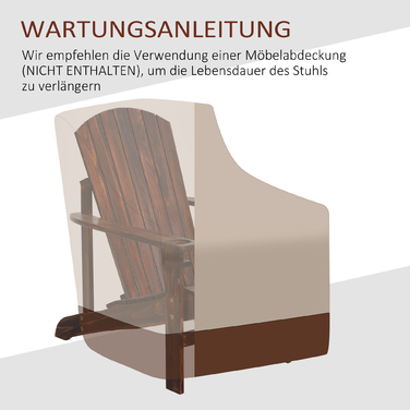 Крісло Adirondack Outsunny з підстаканником, масивне дерево з обвугленим покриттям, 72,5 x 97 x 93 см, ідеально підходить для балкону та тераси