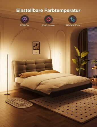 Govee LED-лампа RGBIC з Wi-Fi, диммування, сумісна з Alexa та Google Assistant, 16 млн кольорів, 58 режимів, музичний режим, DIY для ігор та сну, чорний, 1 шт.