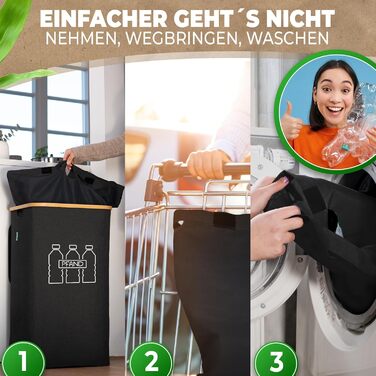 Deposit bottle collection container with lid and carrying bag | Perforated, rotating deposit container | Ideal deposit bottle storage, empty container collection container, bottle collector (Black)