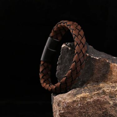 Браслет чоловічий шкіряний Bleng JEWELRY & CO, преміум-якість, коричневий, 21 см з магнітною застібкою