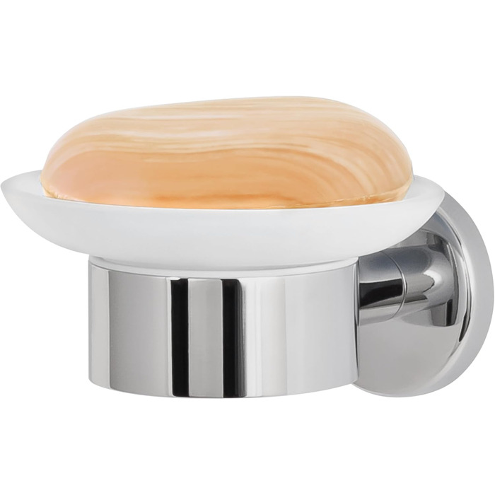 Тримач для мила Bremermann Lucente - скляний та нержавіючий, для ванної та душу, з можливістю кріплення на клей або свердління