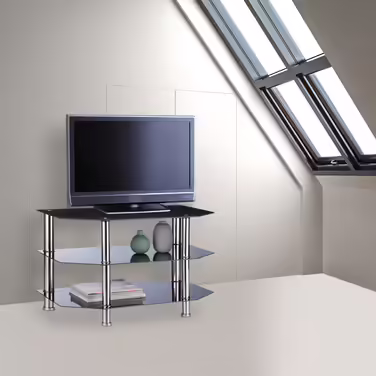 Relaxdays TV Table Black Glass