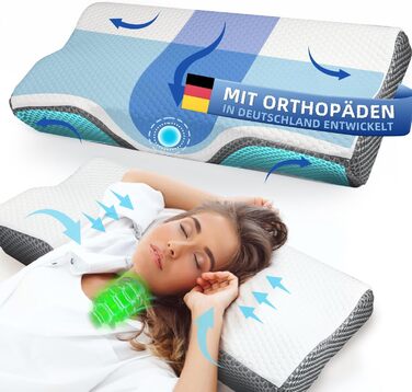 IDEA Pillow Neck Pain Relief, Ergonomic Orthopedic Pillow Neck Support, Memory Foam Pillow for Side, Back & Stomach Sleepers, Anti-Snoring Pillow for Men Women (62 * 34.5 * 12/8CM)