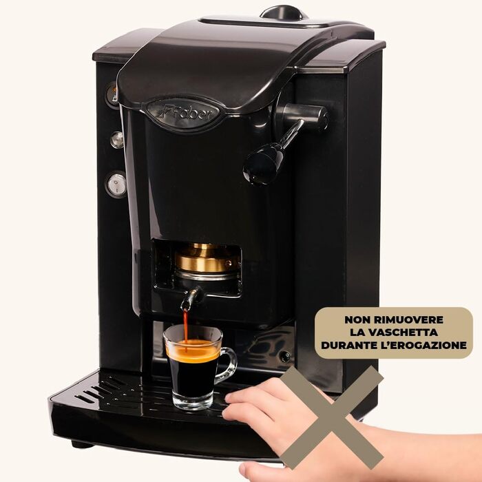 FABER COFFEE MACHINES | Slot Plast Model | POD Coffee Machine 44 mm | Adjustable Brass Pad Press (SCHWARZ/SCHWARZ)