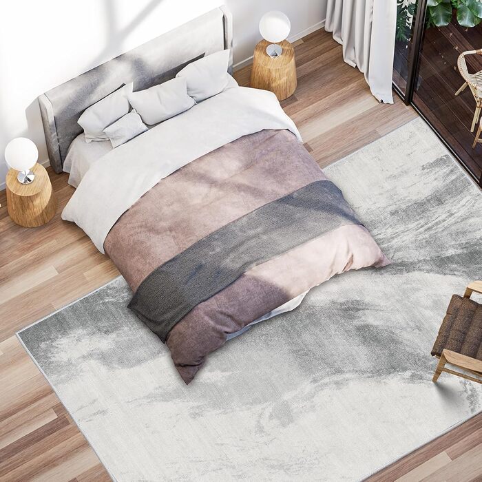 Vamcheer Rug Living Room Short Pile Modern - Bedroom Rug Fluffy, Washable Abstract Rug, Large Rugs for Study Room, Office, Super Soft, Anti-Slip, Light Gray 240x340 Light Gray 240 x 340 CM